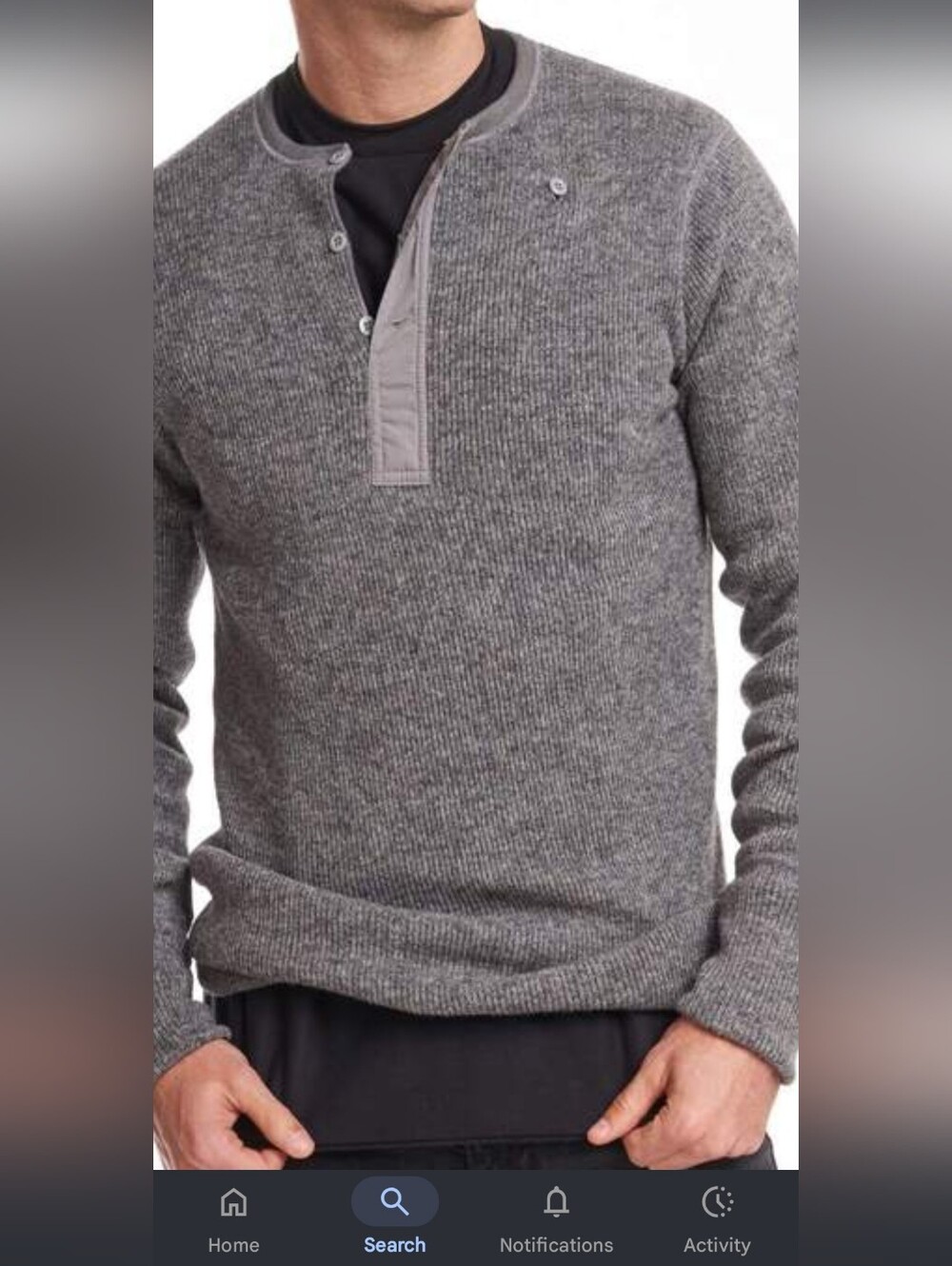 Men's Gray Crewneck Henley Sweater New Missing The Tag From Factory